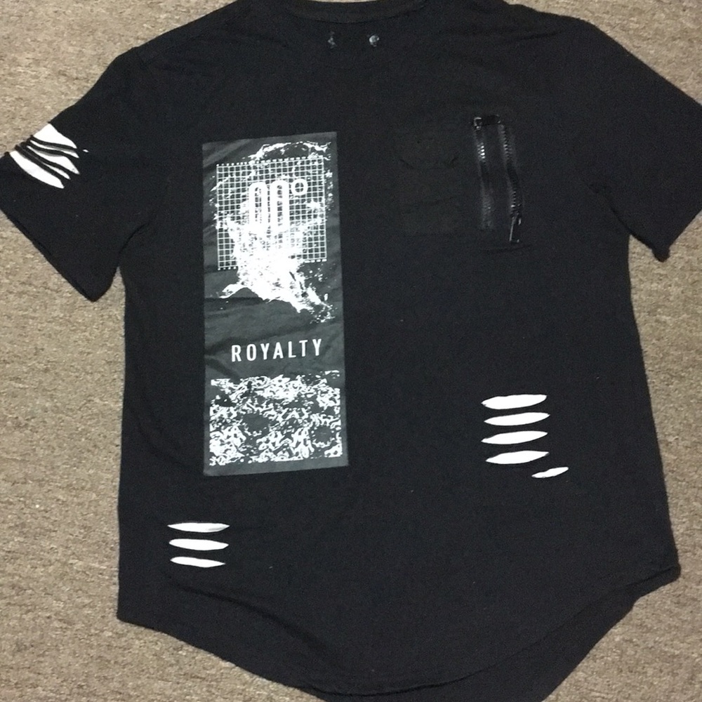 TEEN Black T-shirt with ripped stylish zippers